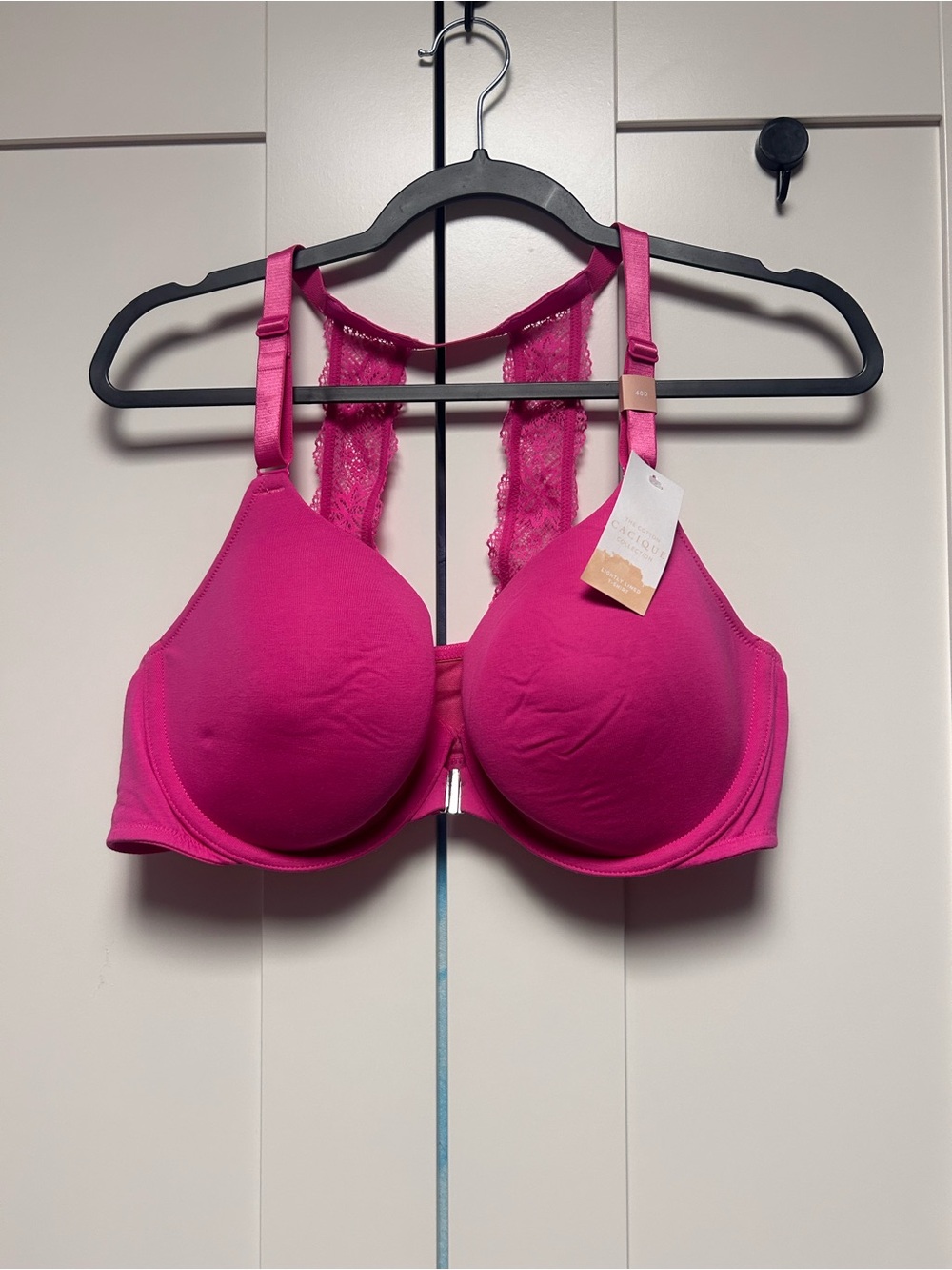 Cacique Hot Pink Lace Racerback T-Shirt Bra